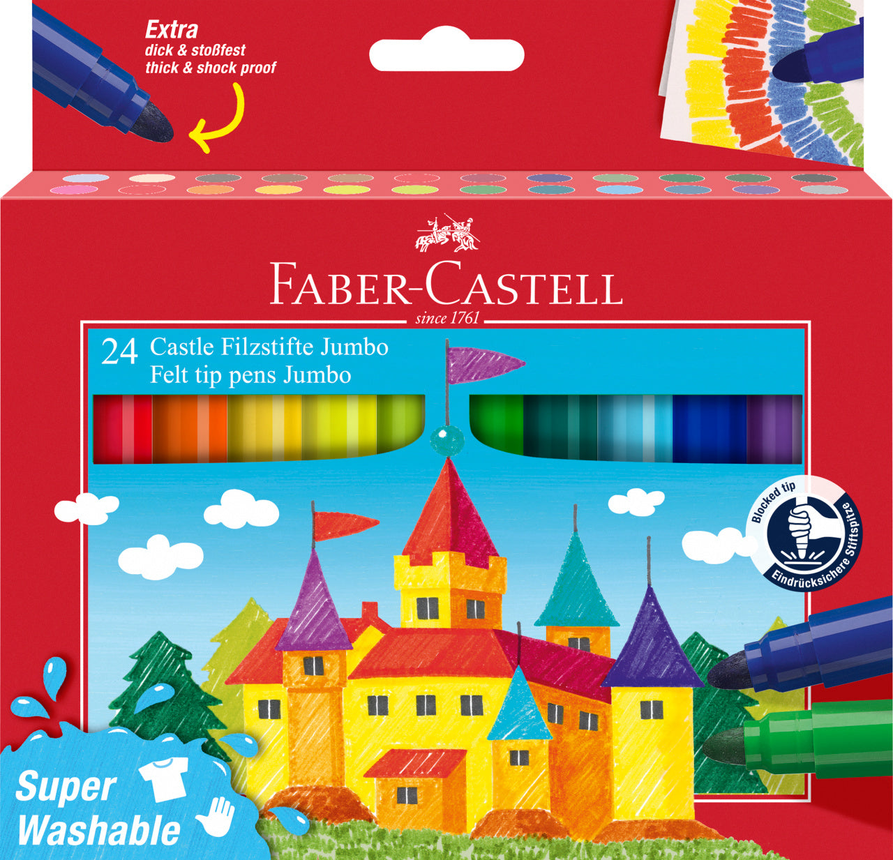 CARIOCA 24 CULORI JUMBO SUPERWASHABLE FABER-CASTELL CARIOCA 24 CULORI JUMBO SUPERWASHABLE FABER-CASTELL